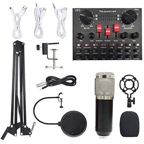 Solinder Live Sound Card Multifunktions Live Soundkarte BM800 Mikrofon Set Audio Recording Equipment (Schwarz & Silber) von Solinder