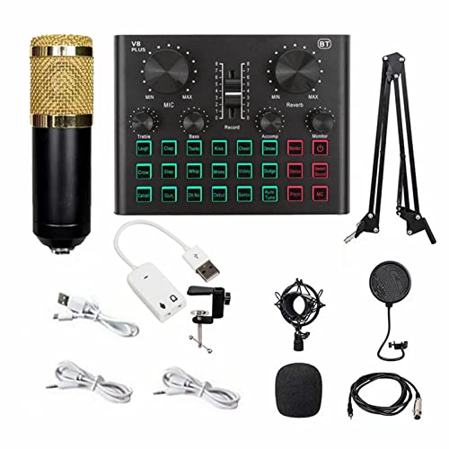Solinder Soundkarte Soundkarte und Mikrofon Set V8 Plus Soundcard BM800 Kondensatormikrofon für Livestream Aufnahme Karaoke von Solinder