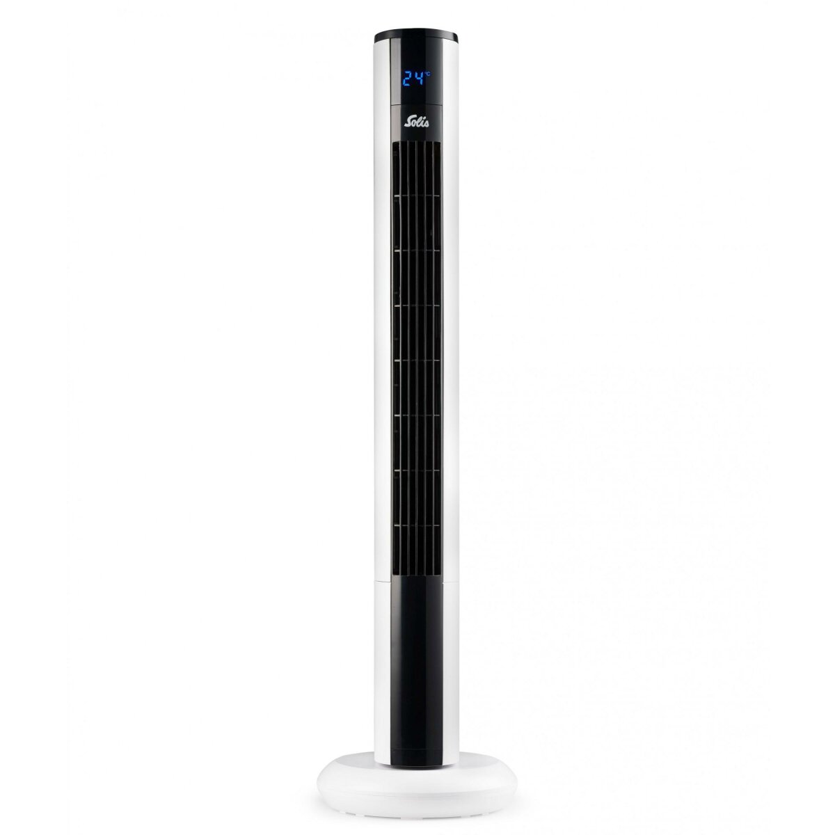 SOLIS Easy Breezy (Typ 757) Weiß/Schwarz Turmventilator (3 Geschwindigkeitsstufen, Ferndedienung, 8h Timer, 3 Funktionsarten, Oszillation, Staubfilter herausnehmbar, 50 Watt, Höhe 91 cm, Weiß/Schwarz) von Solis