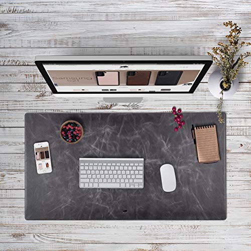 Solo Pelle Hochwertige Schreibtischunterlage Leder für Bürotisch - handgefertigte Schreibunterlage aus Leder - Edel Schreibtisch Unterlage (Steingrau, 48cm x 90cm) von Solo Pelle