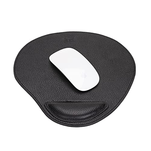 Solo Pelle - Hochwertiges Leder Mauspad mit Handgelenkauflage - Mousepad aus echtem Leder - Unterlage für Computermaus - Leather Pad - Handarbeit Made in Europa (Matt Schwarz) von Solo Pelle