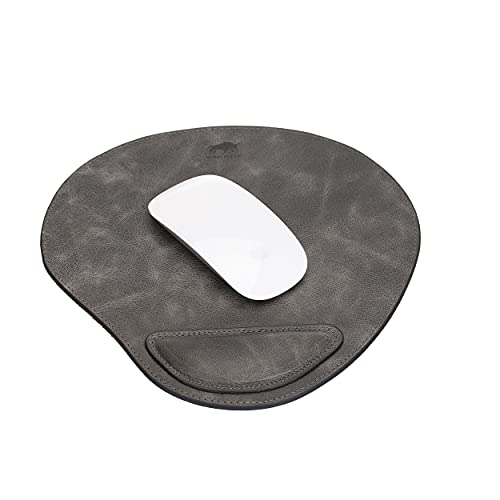 Solo Pelle - Hochwertiges Leder Mauspad mit Handgelenkauflage - Mousepad aus echtem Leder - Unterlage für Computermaus - Leather Pad - Handarbeit Made in Europa (Steingrau) von Solo Pelle