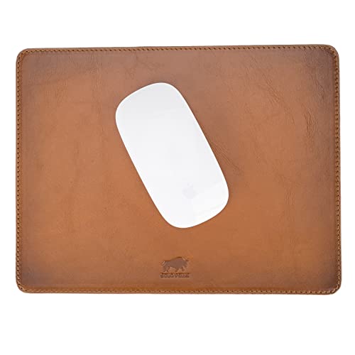 Solo Pelle - Hochwertiges Leder Mousepad 26x20 cm - Mauspad aus echtem Leder - Unterlage für Computermaus - Leather Pad - Handarbeit Made in Europa (Cognac Braun) von Solo Pelle