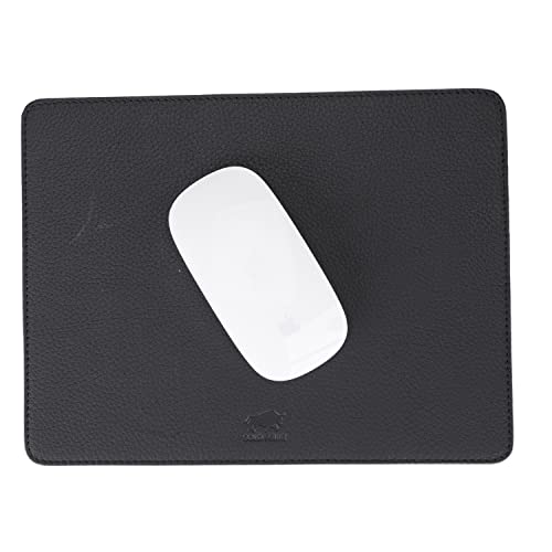 Solo Pelle - Hochwertiges Leder Mousepad 26x20 cm - Mauspad aus echtem Leder - Unterlage für Computermaus - Leather Pad - Handarbeit Made in Europa (Matt Schwarz) von Solo Pelle