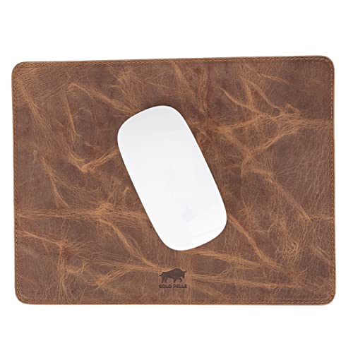 Solo Pelle - Hochwertiges Leder Mousepad 26x20 cm - Mauspad aus echtem Leder - Unterlage für Computermaus - Leather Pad - Handarbeit Made in Europa (Vintage Braun) von Solo Pelle