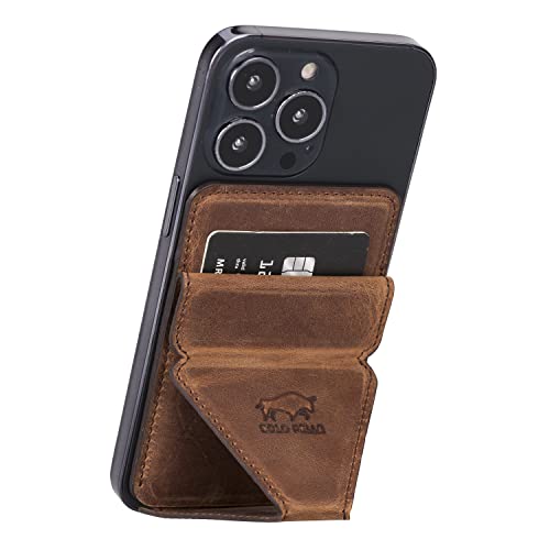 Solo Pelle Kartenetui + magnetische Mini Geldbörse für das iPhone 12/13 Leder Hülle Ledertasche Backcover aus echtem Leder (Vintage Braun) von Solo Pelle