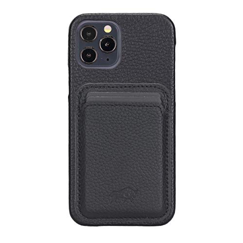 Solo Pelle Lederhülle + magnetische Geldbörse für das iPhone 12/12 Pro in 6.1 Zoll Case Leder Hülle Ledertasche Backcover aus echtem Leder (Matt Schwarz Vollleder) von Solo Pelle