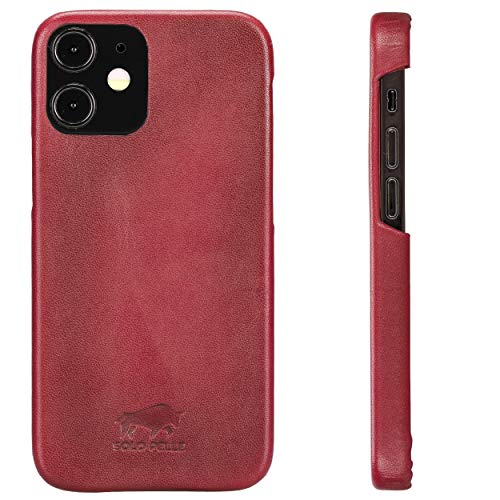 Solo Pelle Lederhülle für das Apple iPhone 12 Mini in 5.4 Zoll Princeton Case Leder Hülle Ledertasche Backcover aus echtem Leder (Rot Effekt) von Solo Pelle
