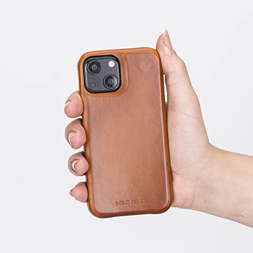 Solo Pelle Lederhülle für das Apple iPhone 13 Mini in 5.4 Zoll Princeton Case Leder Hülle Ledertasche Backcover aus echtem Leder (Cognac Braun) von Solo Pelle