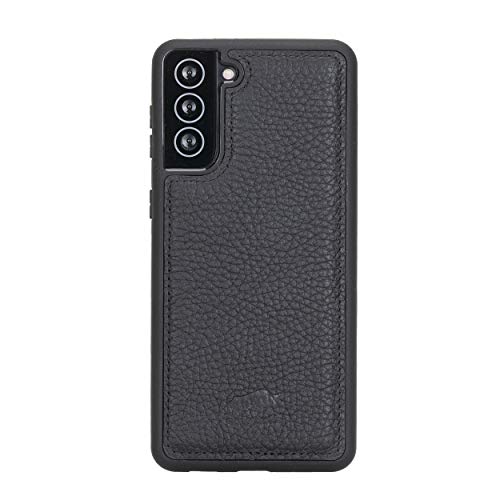 Solo Pelle Lederhülle für das Samsung Galaxy S21 + Plus 5G in 6.7 Zoll Hülle aus echtem Leder, Model: Stanford (Matt Schwarz) von Solo Pelle
