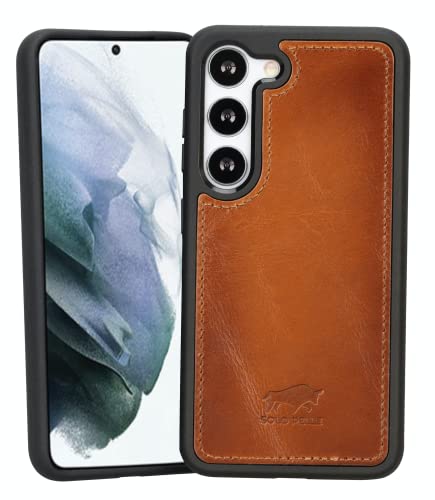 Solo Pelle Lederhülle für das Samsung Galaxy S23 Hülle aus echtem Leder, Model: Stanford (Cognac Braun) von Solo Pelle