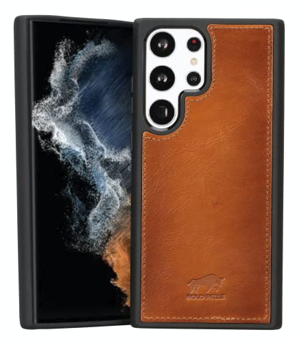 Solo Pelle Lederhülle für das Samsung Galaxy S23 Ultra Hülle aus echtem Leder, Model: Stanford (Cognac Braun) von Solo Pelle