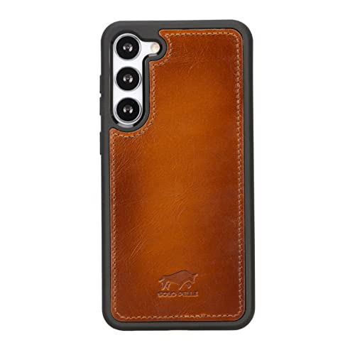 Solo Pelle Lederhülle für das Samsung Galaxy S24 + Plus Hülle aus echtem Leder, Model: Stanford (Cognac Braun) von Solo Pelle