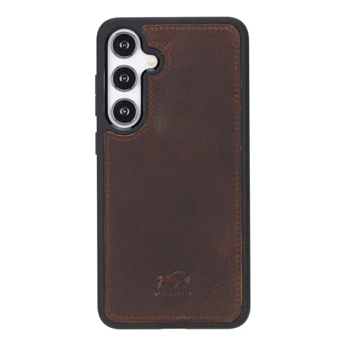 Solo Pelle Lederhülle für das Samsung Galaxy S25 + Plus Hülle aus echtem Leder, Model: Stanford (Vintage Braun) von Solo Pelle