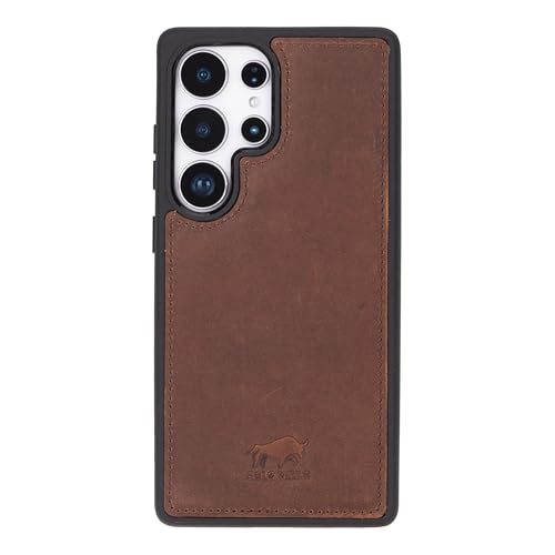 Solo Pelle Lederhülle für das Samsung Galaxy S25 Ultra Hülle aus echtem Leder, Model: Stanford (Vintage Braun) von Solo Pelle