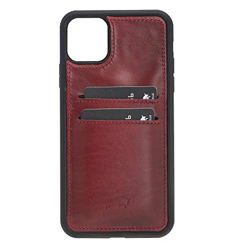Solo Pelle Lederhülle für das iPhone 11 Pro (Max) 6.5 Zoll Stanford Case Leder Hülle Ledertasche Backcover aus echtem Leder (Rot Burned + 2 Kartenfächer) von Solo Pelle