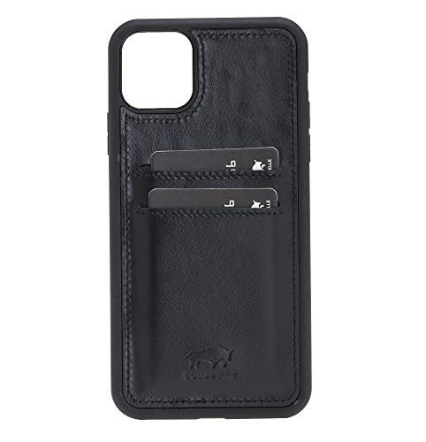 Solo Pelle Lederhülle für das iPhone 11 Pro (Max) 6.5 Zoll Stanford Case Leder Hülle Ledertasche Backcover aus echtem Leder (Schwarz + 2 Kartenfächer) von Solo Pelle