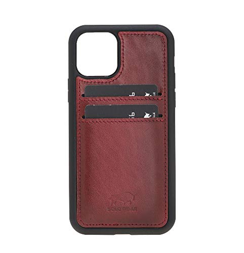 Solo Pelle Lederhülle für das iPhone 11 Pro in 5.8 Zoll Stanford Case Leder Hülle Ledertasche Backcover aus echtem Leder (Rot Burned + 2 Kartenfächer) von Solo Pelle