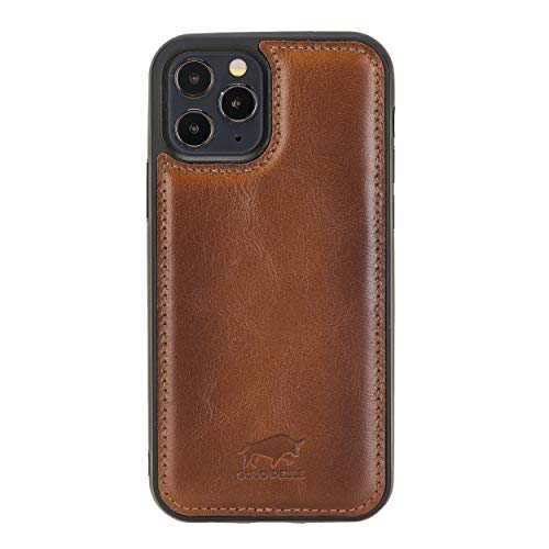 Solo Pelle Lederhülle für das iPhone 12/12 Pro in 6.1 Zoll Stanford Case Leder Hülle Ledertasche Backcover aus echtem Leder (Cognac Braun Effekt) von Solo Pelle