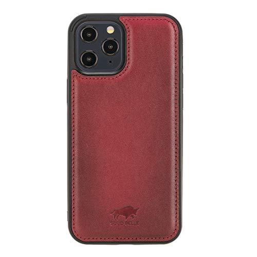 Solo Pelle Lederhülle für das iPhone 12/12 Pro in 6.1 Zoll Stanford Case Leder Hülle Ledertasche Backcover aus echtem Leder (Rot Effekt) von Solo Pelle
