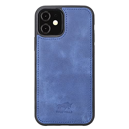 Solo Pelle Lederhülle für das iPhone 12/12 Pro in 6.1 Zoll Stanford Case Leder Hülle Ledertasche Backcover aus echtem Leder (Vintage Blau) von Solo Pelle