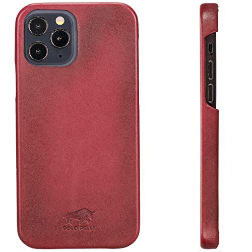 Solo Pelle Lederhülle für das iPhone 12 / iPhone 12 Pro in 6.1 Zoll Princeton Case Leder Hülle Ledertasche Backcover aus echtem Leder (Rot Effekt) von Solo Pelle