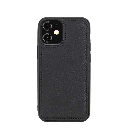 Solo Pelle Lederhülle für das iPhone 12 Mini in 5.4 Zoll Stanford Case Leder Hülle Ledertasche Backcover aus echtem Leder (Matt Schwarz) von Solo Pelle