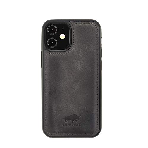 Solo Pelle Lederhülle für das iPhone 12 Mini in 5.4 Zoll Stanford Case Leder Hülle Ledertasche Backcover aus echtem Leder (Steingrau) von Solo Pelle