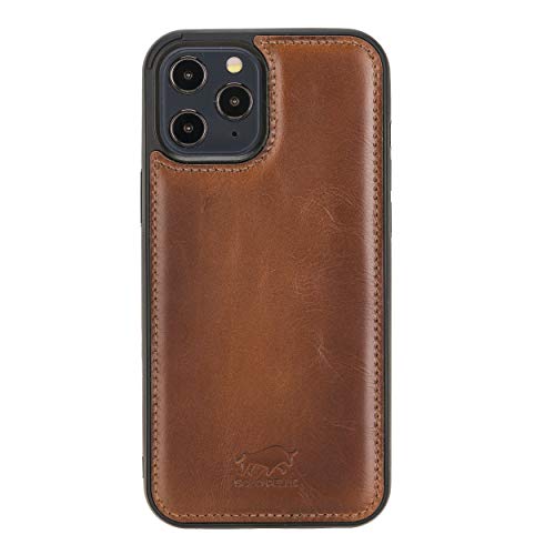 Solo Pelle Lederhülle für das iPhone 12 Pro Max in 6.7 Zoll Stanford Case Leder Hülle Ledertasche Backcover aus echtem Leder (Cognac Braun Effekt) von Solo Pelle