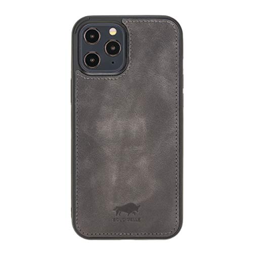 Solo Pelle Lederhülle für das iPhone 12 Pro Max in 6.7 Zoll Stanford Case Leder Hülle Ledertasche Backcover aus echtem Leder (Steingrau) von Solo Pelle