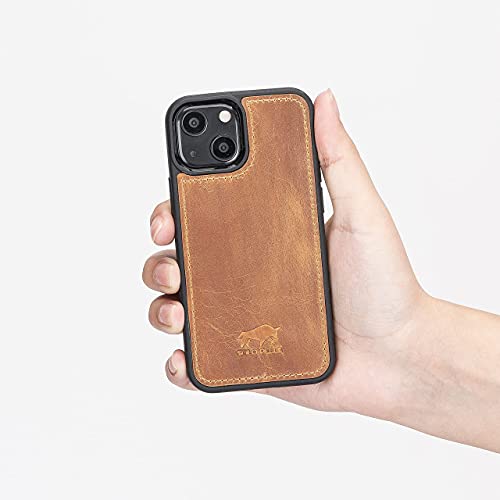 Solo Pelle Lederhülle für das iPhone 13 Mini in 5.4 Zoll Stanford Case Leder Hülle Ledertasche Backcover aus echtem Leder (Camel Braun) von Solo Pelle