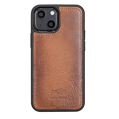 Solo Pelle Lederhülle für das iPhone 13 Mini in 5.4 Zoll Stanford Case Leder Hülle Ledertasche Backcover aus echtem Leder (Cognac Braun) von Solo Pelle