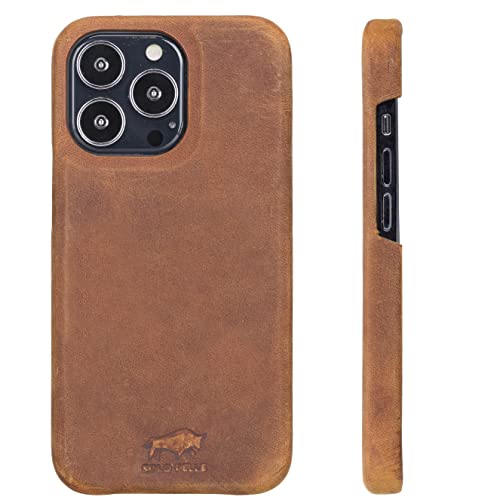 Solo Pelle Lederhülle für das iPhone 13 Pro in 6.1 Zoll Princeton Case Leder Hülle Ledertasche Backcover aus echtem Leder (Camel Braun) von Solo Pelle