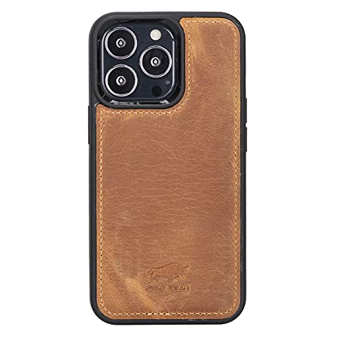 Solo Pelle Lederhülle für das iPhone 13 Pro in 6.1 Zoll Stanford Case Leder Hülle Ledertasche Backcover aus echtem Leder (Camel Braun) von Solo Pelle