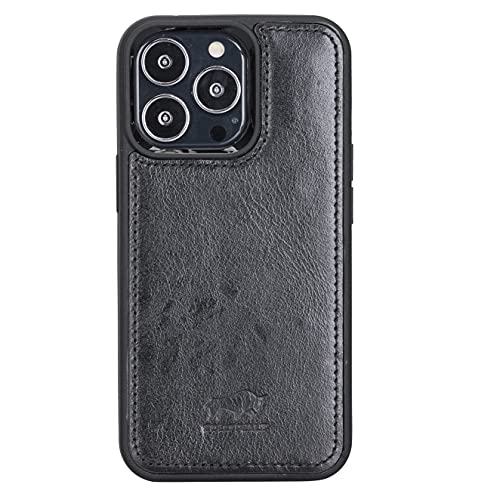 Solo Pelle Lederhülle für das iPhone 13 Pro in 6.1 Zoll Stanford Case Leder Hülle Ledertasche Backcover aus echtem Leder (Schwarz) von Solo Pelle