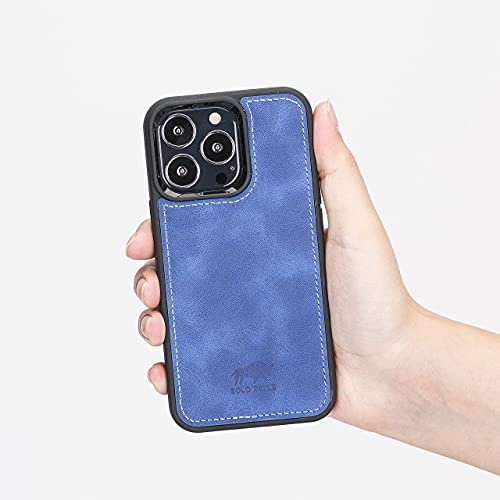 Solo Pelle Lederhülle für das iPhone 13 Pro in 6.1 Zoll Stanford Case Leder Hülle Ledertasche Backcover aus echtem Leder (Vintage Blau) von Solo Pelle