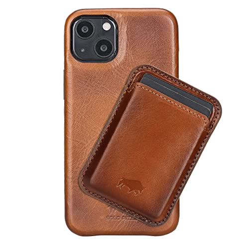 Solo Pelle Lederhülle für das iPhone 13 in 6.1 Zoll Princeton Case Leder Hülle Ledertasche Backcover aus echtem Leder (Cognac Braun + Geldbörse) von Solo Pelle