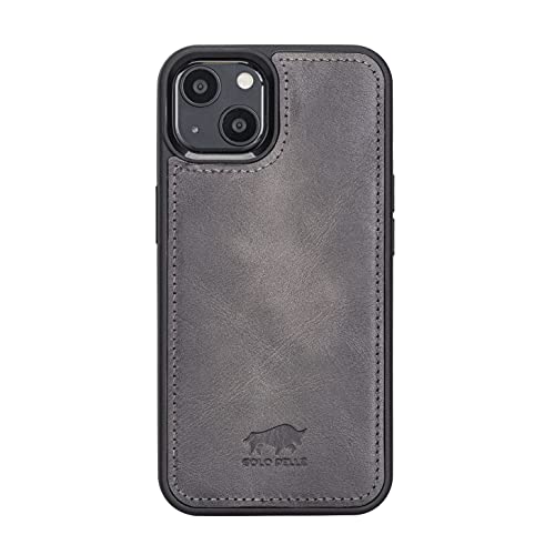 Solo Pelle Lederhülle für das iPhone 13 in 6.1 Zoll Stanford Case Leder Hülle Ledertasche Backcover aus echtem Leder (Steingrau) von Solo Pelle