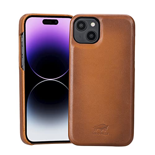 Solo Pelle Lederhülle für das iPhone 15 Plus in 6.7 Zoll Princeton Case Leder Hülle Ledertasche Backcover aus echtem Leder (Cognac Braun) von Solo Pelle