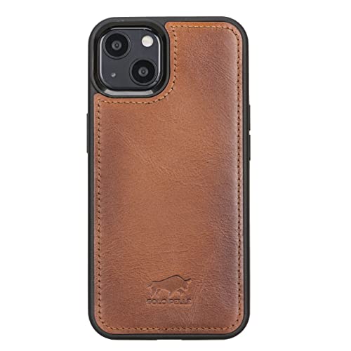 Solo Pelle Lederhülle für das iPhone 15 Plus in 6.7 Zoll Stanford Case Leder Hülle Ledertasche Backcover aus echtem Leder (Cognac Braun) von Solo Pelle