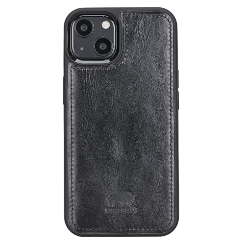 Solo Pelle Lederhülle für das iPhone 15 Plus in 6.7 Zoll Stanford Case Leder Hülle Ledertasche Backcover aus echtem Leder (Schwarz) von Solo Pelle