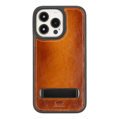 Solo Pelle Lederhülle für das iPhone 15 Pro Max 6.7 Zoll Drop Case Case Leder Hülle Ledertasche Backcover aus echtem Leder (Cognac Braun) von Solo Pelle