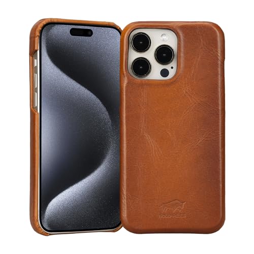 Solo Pelle Lederhülle für das iPhone 15 Pro Max in 6.7 Zoll Princeton Case Leder Hülle Ledertasche Backcover aus echtem Leder (Cognac Braun) von Solo Pelle