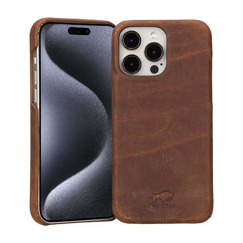 Solo Pelle Lederhülle für das iPhone 15 Pro Max in 6.7 Zoll Princeton Case Leder Hülle Ledertasche Backcover aus echtem Leder (Vintage Braun) von Solo Pelle