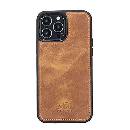 Solo Pelle Lederhülle für das iPhone 15 Pro Max in 6.7 Zoll Stanford Case Leder Hülle Ledertasche Backcover aus echtem Leder (Camel Braun) von Solo Pelle