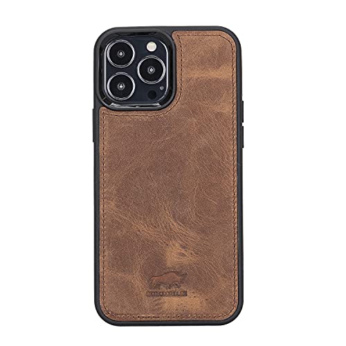 Solo Pelle Lederhülle für das iPhone 15 Pro Max in 6.7 Zoll Stanford Case Leder Hülle Ledertasche Backcover aus echtem Leder (Vintage Braun) von Solo Pelle