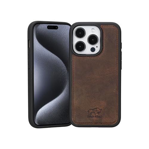 Solo Pelle Lederhülle für das iPhone 15 Pro in 6.1 Zoll Stanford Case Leder Hülle Ledertasche Backcover aus echtem Leder (Vintage Braun) von Solo Pelle