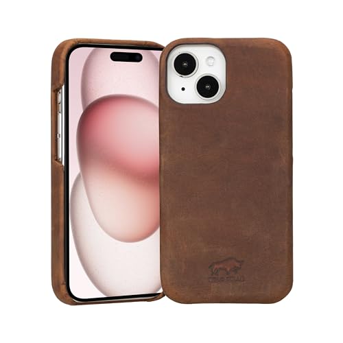 Solo Pelle Lederhülle für das iPhone 15 in 6.1 Zoll Princeton Case Leder Hülle Ledertasche Backcover aus echtem Leder (Vintage Braun) von Solo Pelle