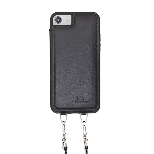 Solo Pelle Lederhülle für das iPhone SE 2020 - SE 2022 SE 3 Case Leder Hülle Ledertasche Backcover aus echtem Leder in Schwarz mit Umhängeriemen zum Umhängen (iPhone SE2020 + 7/8) von Solo Pelle