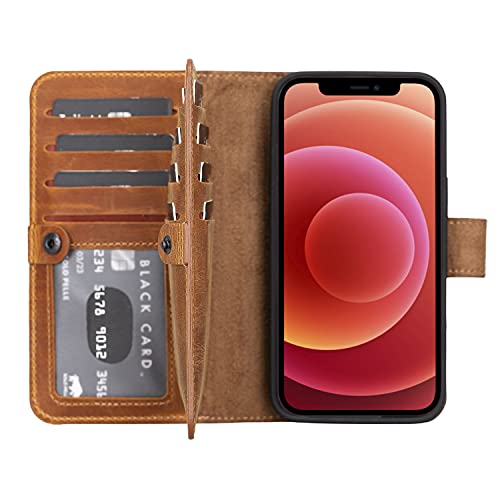 Solo Pelle Lederhülle kompatibel für iPhone 13 Pro Max in 6.7 Zoll abnehmbare Hülle (2in1) Harvard Double inkl. 12 Kartenfächer für das original Apple iPhone 13 Pro Max (Camel Braun) von Solo Pelle